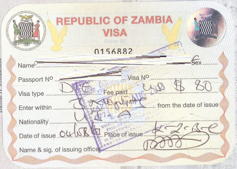 Zambia Announced Revised Visa Fees for 2026