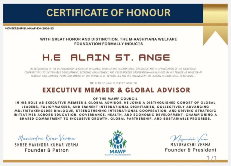Alain St. Ange Joins M-Aashiyana Welfare Foundation as Global Advisor